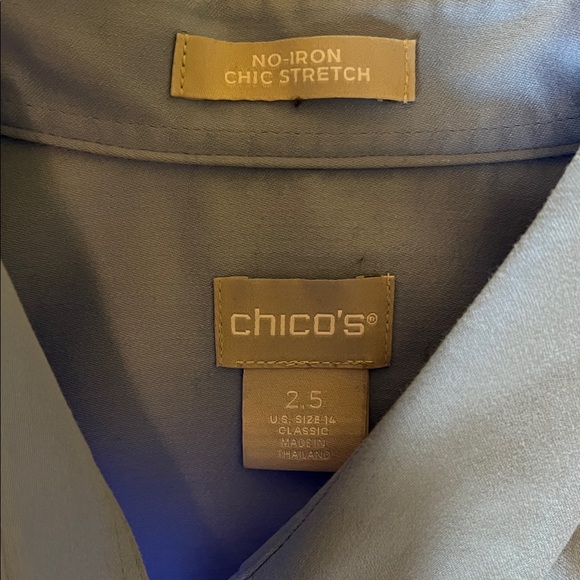 Chicos 3/4 sleeve no iron 2.5 French blue Button-Up Shirt - Picture 2 of 6